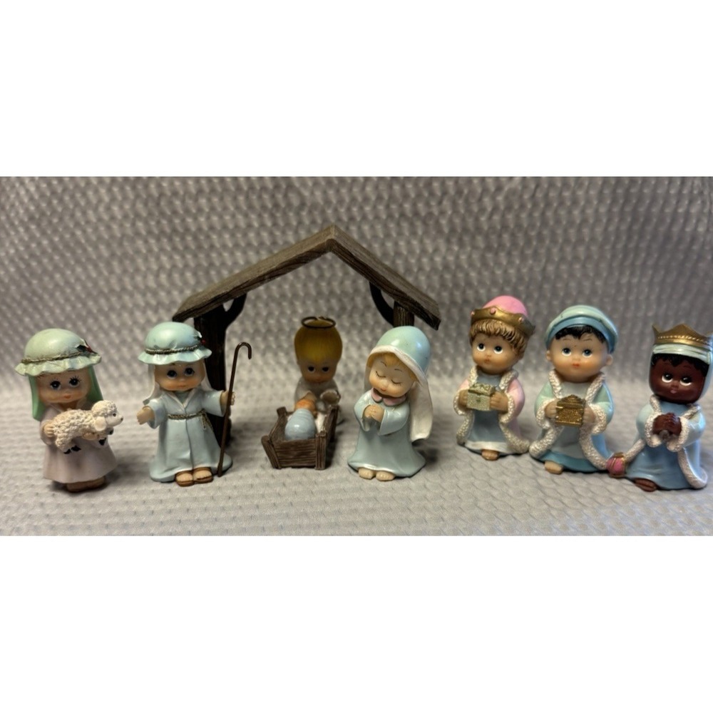 Morehead 2008 Mini Nativity Set Jesus Christmas Holiday 9 piece Christ Child EUC